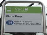 (164'784) - transN-Haltestellenschild - Neuchtel, Place Pury - am 15.