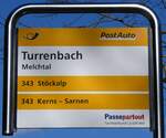 (259'317) - PostAuto-Haltestellenschild - Melchtal, Turrenbach - am 13.