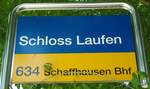 (133'795) - PostAuto-Haltestellenschild - Neuhausen, Schloss Laufen - am 23.