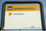 (136'176) - VERKEHRSBETRIEBE SCHAFFHAUSEN-Haltestellenschild - Neuhausen, Gemeindewiesen - am 25.