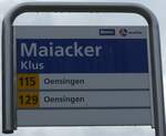 (175'306) - A-welle/PostAuto-Haltestellenschild - Klus, Maiacker - am 2. Oktober 2016