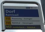 (175'330) - A-welle/PostAuto-Haltestellenschild - Ramiswil, Dorf - am 2.