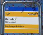 (202'699) - PostAuto-Haltestellenschild - Wittenbach, Bahnhof - am 21.