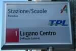 (242'823) - TPL-Haltestellenschild - Paradiso, Stazione/Scuole - am 16.