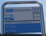 (287'131) - BUS OBERTHURGAU.Haltestellenschild - Arbon, Frohmattstrasse - am 21. Mai 2026