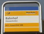 (222'251) - PostAuto-Haltestellenschild - Diessenhofen, Bahnhof - am 21.