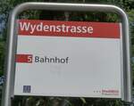 (182'599) - StadtBUS-Haltestellenschild - Frauenfeld, Wydenstrasse - am 3. August 2017