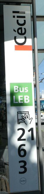 (228'846) - tl/Bus LEB-Haltestellenschild - Lausanne, Ccil - am 11. Oktober 2021