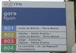 (165'055) - TPN-Haltestellenschild - Nyon, gare - am 18.