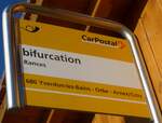 (173'154) - PostAuto-Haltestellenschild - Rances, bifurcation - am 20. Juli 2016