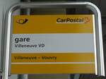 (150'903) - PostAuto-Haltestellenschild - Villeneuve VD, gare - am 26.