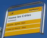 (201'771) - PostAuto-Haltestellenschild - Grimisuat, Home les Crtes - am 24.