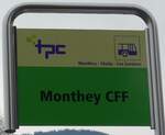 (158'153) - tpc-Haltestellenschild - Monthey, CFF - am 2.