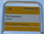 (160'431) - PostAuto-Haltestellenschild - Saillon, St-Laurent - am 10.