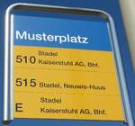 (169'326) - ZVV/PostAuto-Haltestellenschild - Stadel, Musterplatz - am 19. Mrz 2016