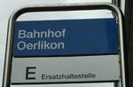 (228'349) - ZVV-Haltestellenschild - Oerlikon, Bahnhof - am 26.