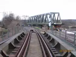 Das gekappte Unstrutbahngleis in Ro�bach.